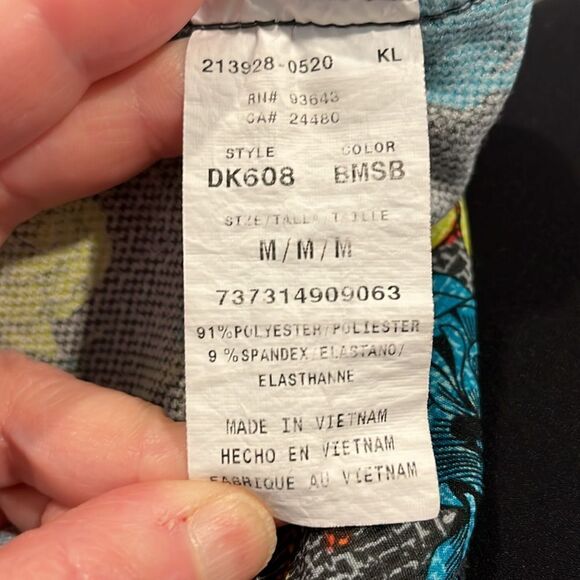 Dickies Womens Medical Scrub Top Flowers Green Blue Front Pockets Mock Wrap SZ M - Picture 8 of 8